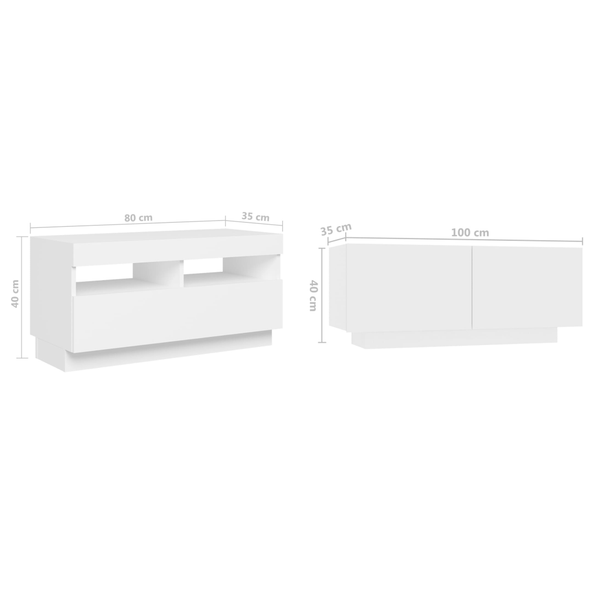 Tv Cabinet With Led Lights White 180X35x40 Cm Tv Stands & Entertainment Units