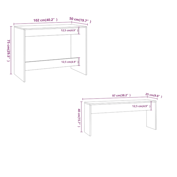 Dining Sets 3 Piece Dining Set Smoked Oak Engineered Wood