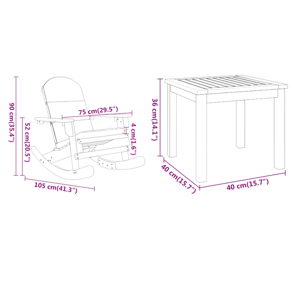 Vidaxl 3 Piece Adirondack Garden Lounge Set Solid Wood Acacia Loungers