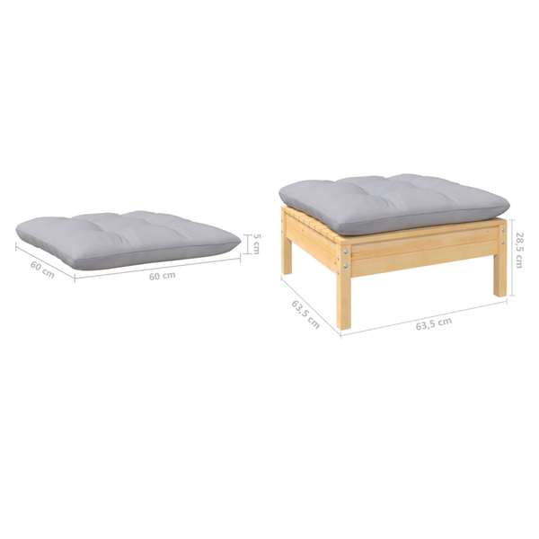 Patio Furniture Sets 7 Piece Garden Lounge Set With Grey Cushions Solid Pinewood