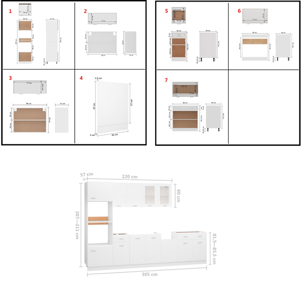7 Piece Kitchen Cabinet Set White Engineered Wood Kitchen Cabinet Doors And Fronts