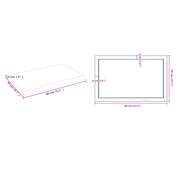 Bathroom Sinks Bathroom Countertop Light Brown 80X50x4 Cm Treated Solid Wood