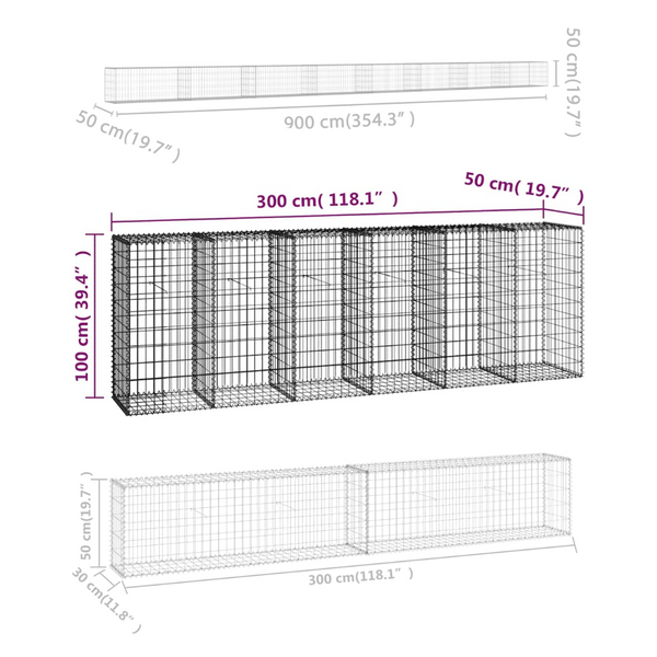 Vidaxl Gabion Wall With Covers Galvanised Steel Gabion Baskets