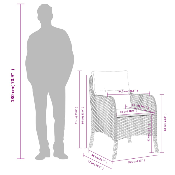 Garden Chairs With Cushions 2 Pcs Grey Poly Rattan Patio Chairs