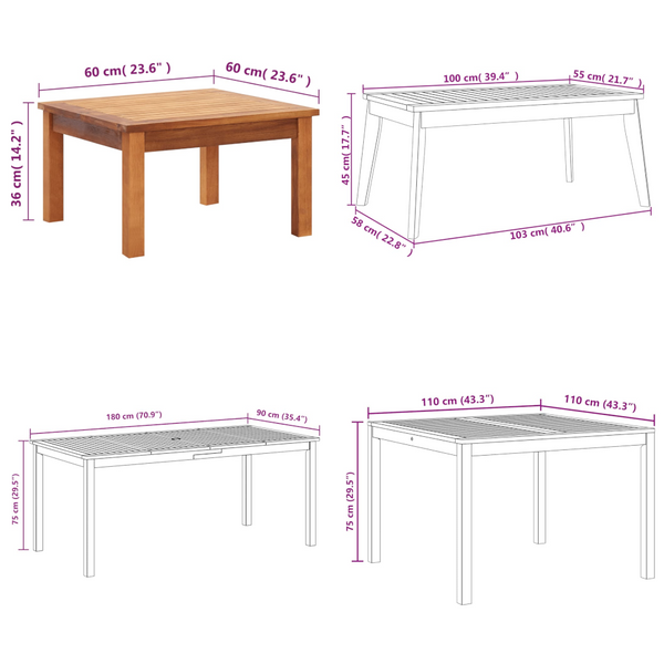 Vidaxl Garden Coffee Table 60X60x36 Cm Solid Acacia Wood Coffee Tables