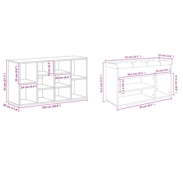 Vidaxl Shoe Bench High Gloss Grey 103X30x55 Cm Engineered Wood Shoe Organisers