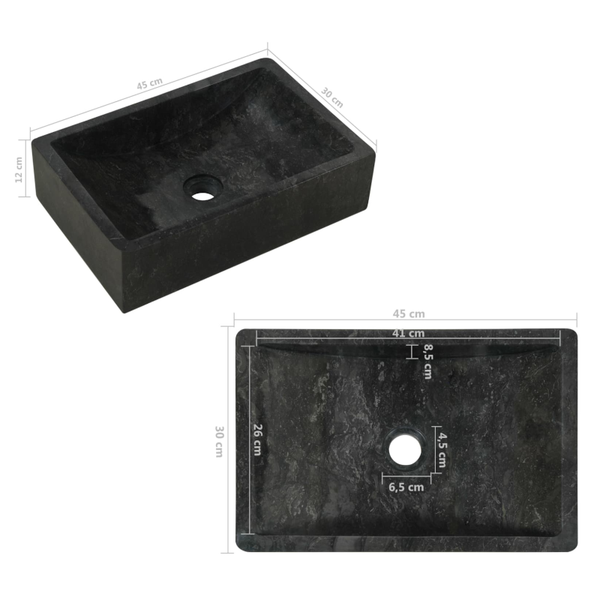 Bathroom Sinks Sink 45X30x12 Cm Marble High Gloss Black