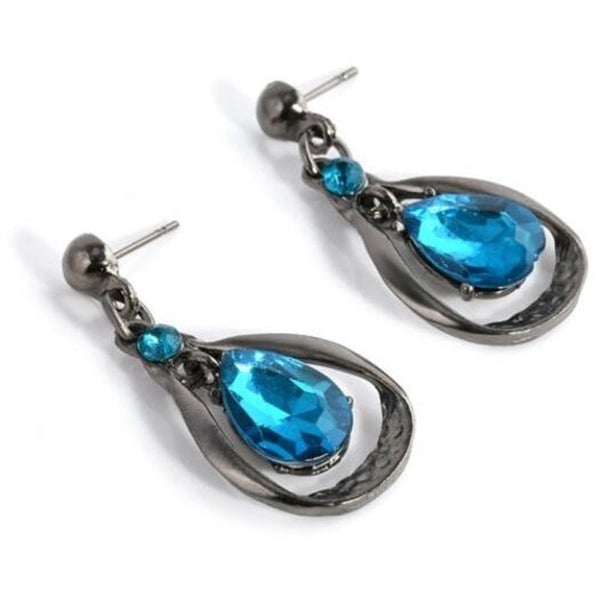 Vintage Blue Water Drop Earrings Necklace Set Dodger