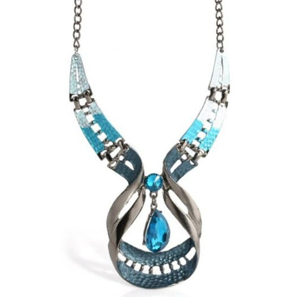 Vintage Blue Water Drop Earrings Necklace Set Dodger
