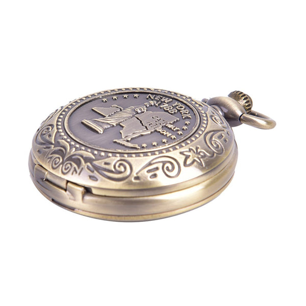 Bronze Compass Design Pocket Watch Retro Men's Women's Statue Of Liberty Compasses