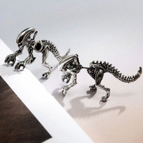 Veile Studios Dinosaur Skeleton Ear Jackets Silver Earrings