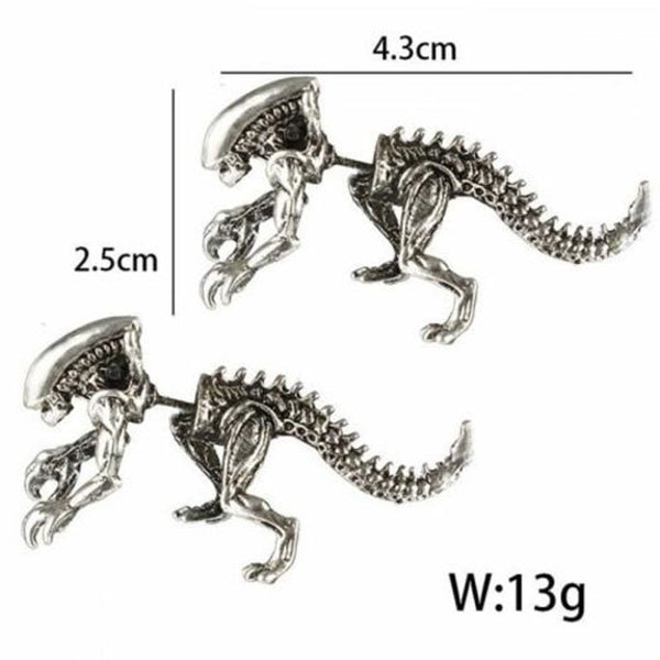Veile Studios Dinosaur Skeleton Ear Jackets Silver Earrings