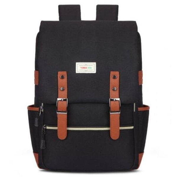 Men's Outdoor Canvas Material Big Travel Backpack Fashion Bag Black Backpacks