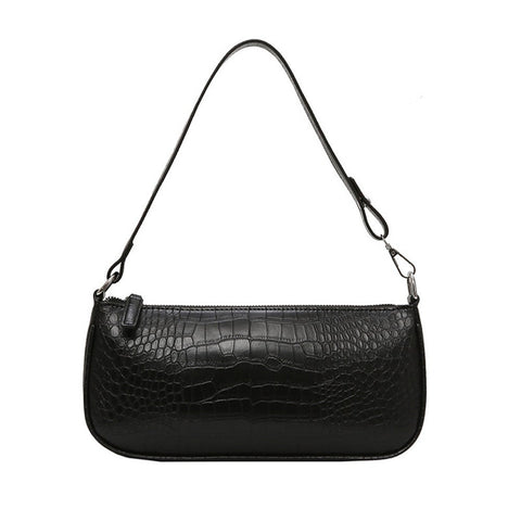 Vintage Small Shoulder Bags For Women Crocodile Pu Leather Baguette Womens Handbags
