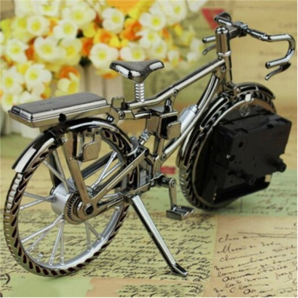 Arabic Numeral Retro Bicycle Pattern Creative Alarm Clock Decor Alarm Clocks & Clock Radios