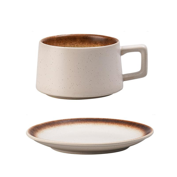 Ceramic Coffee Cup And Saucer Set Elegant Afternoon Tea Matcha White Cups & Saucers