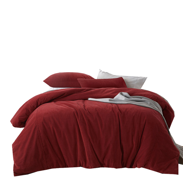 Design Homewares Cotton Velvet Quilt Cover Set Rouge Quilt Covers