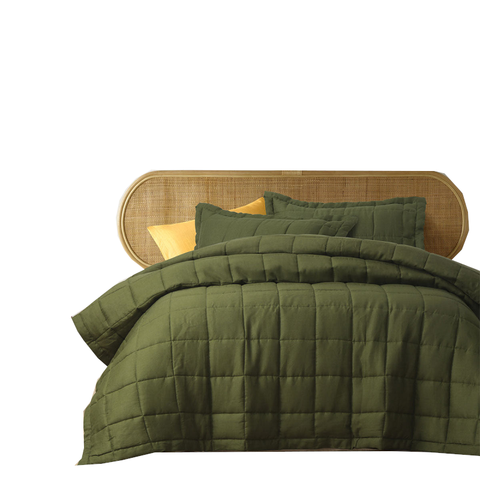Design Homewares Olive French Linen Coverlet Set Blankets