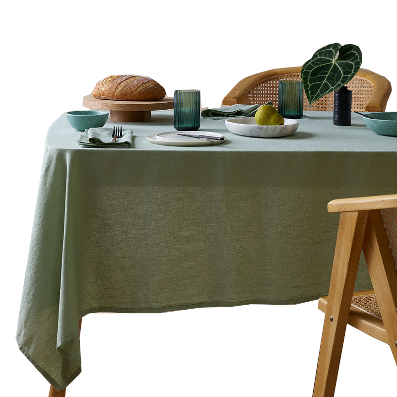 Design Homewares Sage Washed Linen Cotton Tablecloth 150X230cm Table Cloths