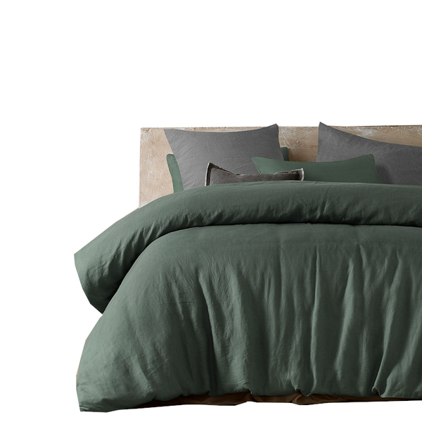 Design Homewares Sea Green 100% Hemp Quilt Cover Set Quilt Covers