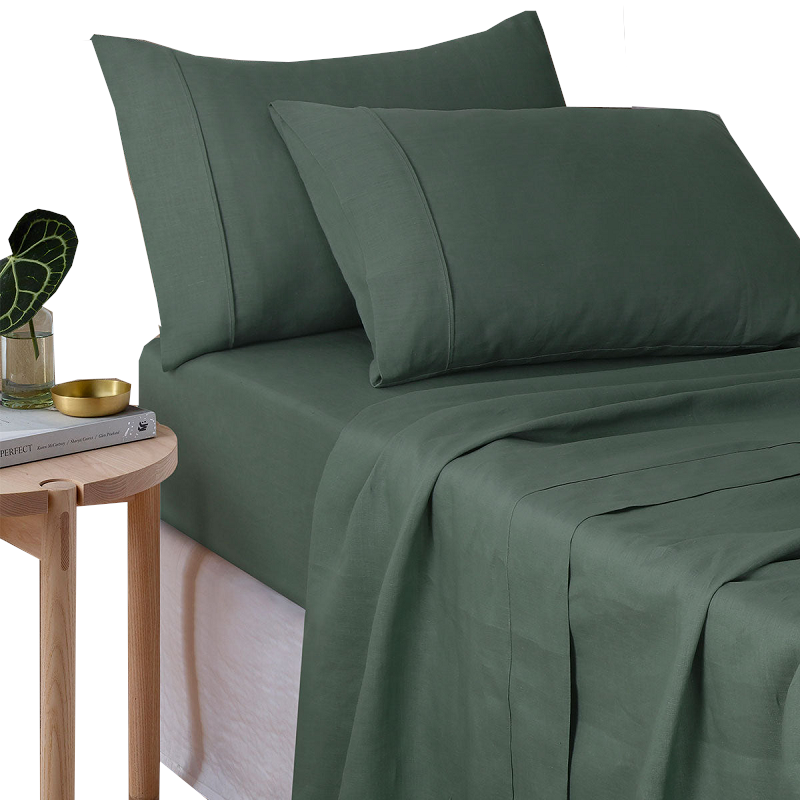 Design Homewares Sea Green 100% Hemp Sheet Set Sheets