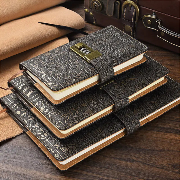 Password Notebook A6 A5 B5 Egyptian Leather Secret Diary With Lock Paper Products