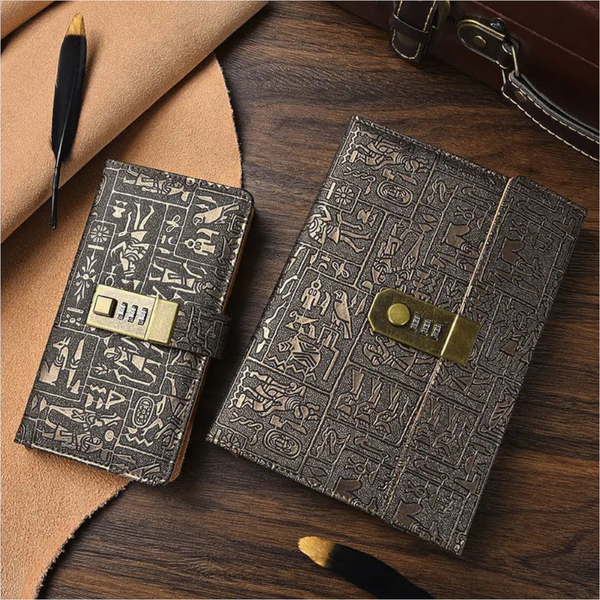 Password Notebook A6 A5 B5 Egyptian Leather Secret Diary With Lock Paper Products