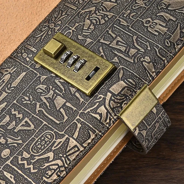 Password Notebook A6 A5 B5 Egyptian Leather Secret Diary With Lock Paper Products