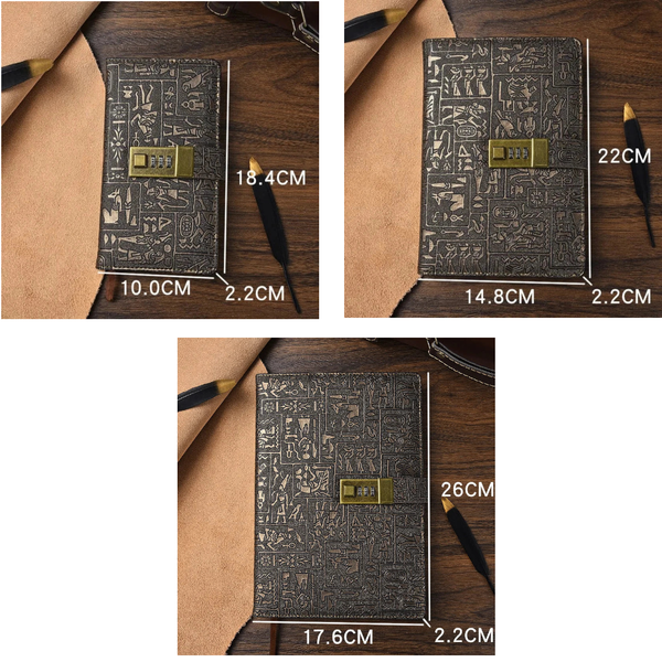 Password Notebook A6 A5 B5 Egyptian Leather Secret Diary With Lock Paper Products