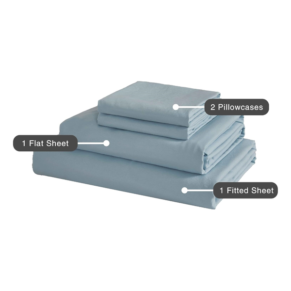 Cleverpolly Washed Microfibre Sheet Set (Blue King) Sheets