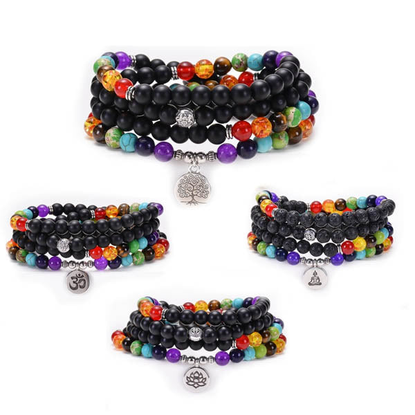 Veile Studios Volcanic Stone Chakra Bead Bracelet Necklace Necklaces & Pendants