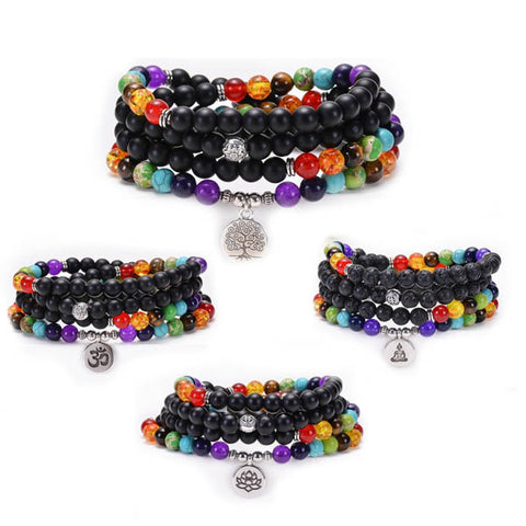 Veile Studios Volcanic Stone Chakra Bead Bracelet Necklace Necklaces & Pendants