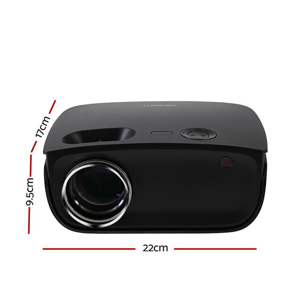 Devanti Mini Video Projector Wifi Usb Hdmi Portable 2000 Lumens 1080P Home In Black