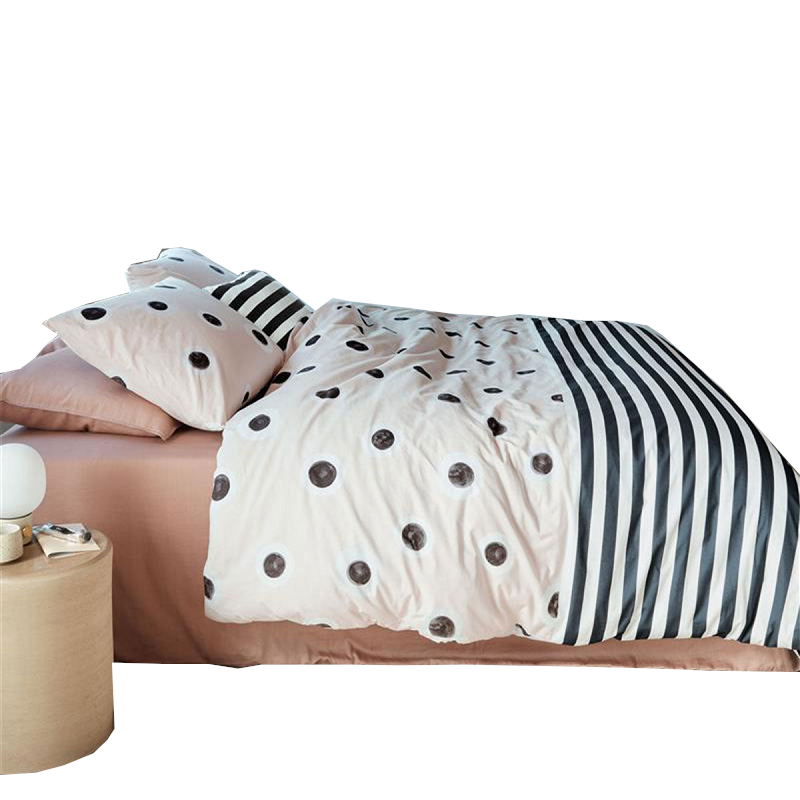 Vtwonen Stripe And Eye Natural Cotton Quilt Cover Set Quilt Covers