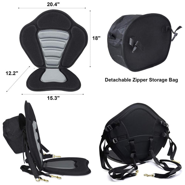 Kayak Back Support Seat Padded With Detachable Storage Bag Kayaks