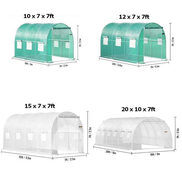 Walk In Tunnel Greenhouse Galvanized Frame & Waterproof Cover Greenhouses