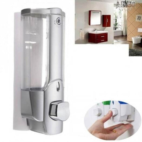 Wall Mounted Shampoo Soap Dispenser Sanitizer Bathroom Shower Liquid Lotion Pump Silver
