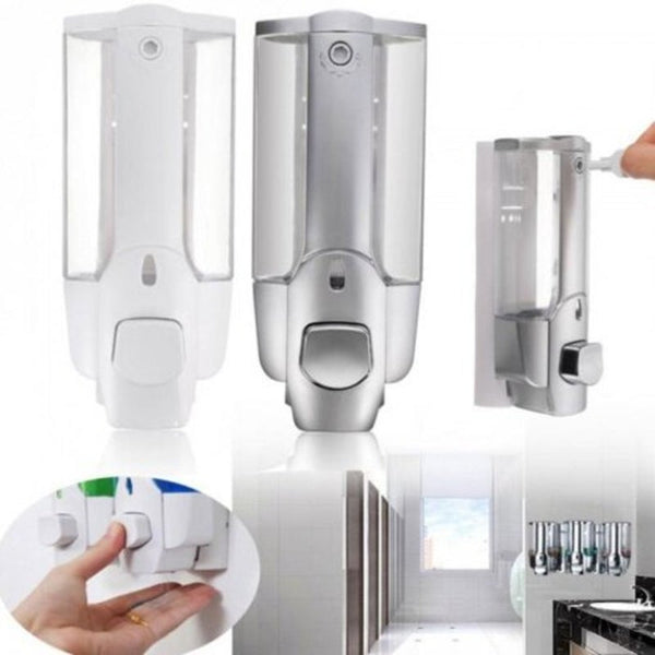 Wall Mounted Shampoo Soap Dispenser Sanitizer Bathroom Shower Liquid Lotion Pump Silver Soap Dispensers