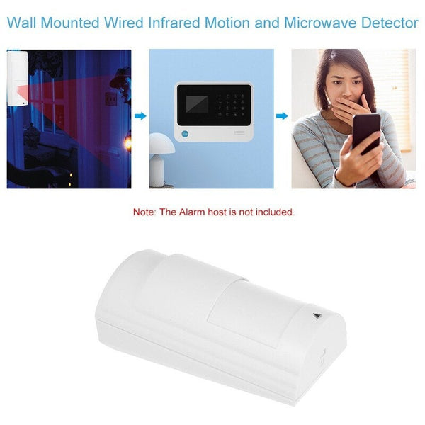 Wall Mounted Wired Infrared Motion And Microwave Detector Security Alarm