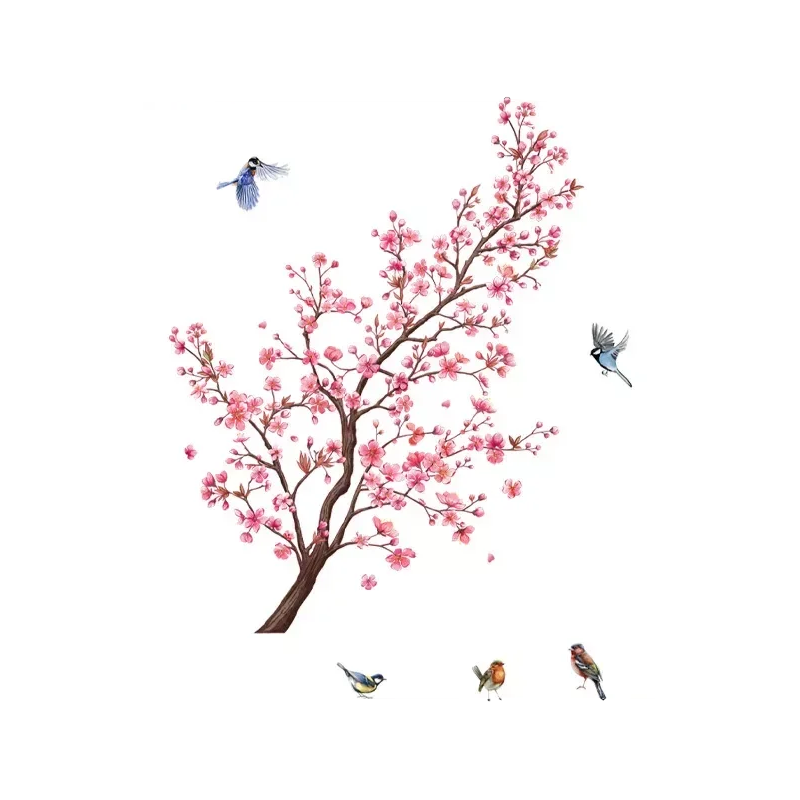 Wall Decals & Stickers Wall Stickers Pink Plum Tree Birds Adhesive Wallpaper Home Decor For Children