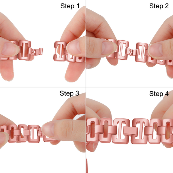 Watch Band For Samsung Galaxy Active 2 Strap Diamond Word Chain Rose Gold 20Mm Watch Bands