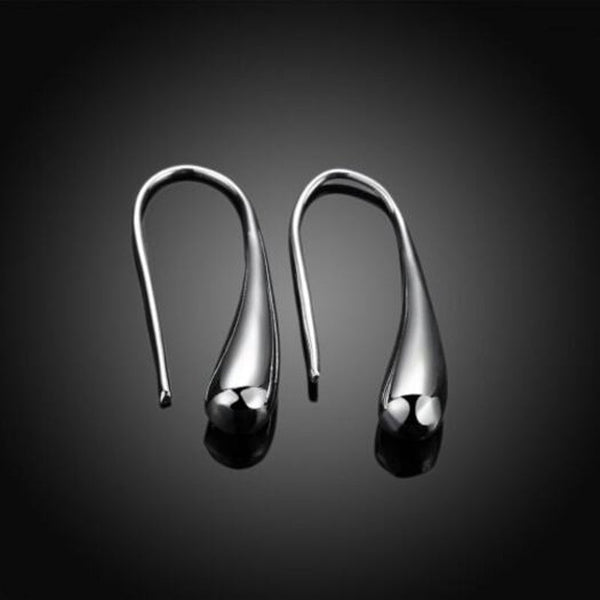 Water Drop Ear Hook In The Shape Of Silver Earrings