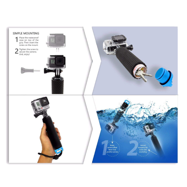 Water Floating Hand Grip Handle Mount Accessories For Go Pro Gopro Hero 8 7 6 5 4 Xiaomi Yi 4K Sj4000 Sj5000 Action Camera Straps & Hand Grips