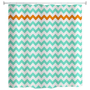 Waterproof Fabric Shower Curtain Waved Pattern 180 X 180Cm Green