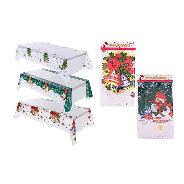 2 Pack Plastic Christmas Tablecloth Party Cover Decorations Table Cloths