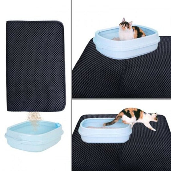 Waterproof Pet Cat Litter Mat Eva Double Layer Mats Feeding Non Slip Floor Pad Pink 30X30cm Litter Trays