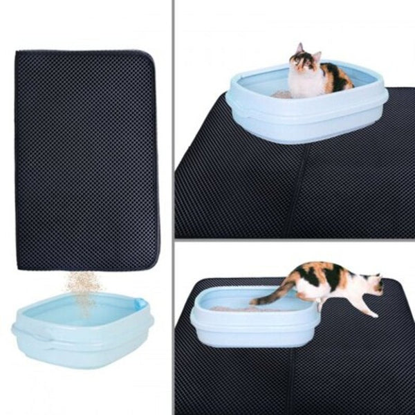 Waterproof Pet Cat Litter Mat Eva Double Layer Mats Feeding Non Slip Floor Pad Pink 30X30cm