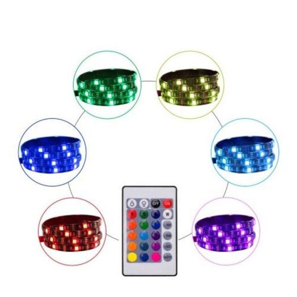 Waterproof Usb Tv Backlight Led Strip Lights 5050 60 Leds Rgb With 24 Key Ir Remote Controller 5V Black 1M String Lights
