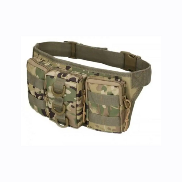Waterproof Camo Camouflage Running Military Pockets Kettle Waist Pack Bags Black