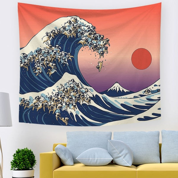 Wave Sun Landscape Stick Figure On Wall Tapestry Wgt 211312